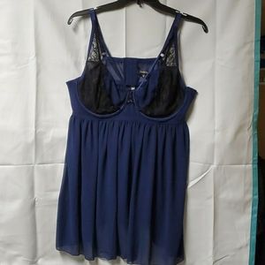 Torrid Navy & Black Strappy Babydoll Chemise Sz 4